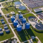 aerial view of sewage treatment plant