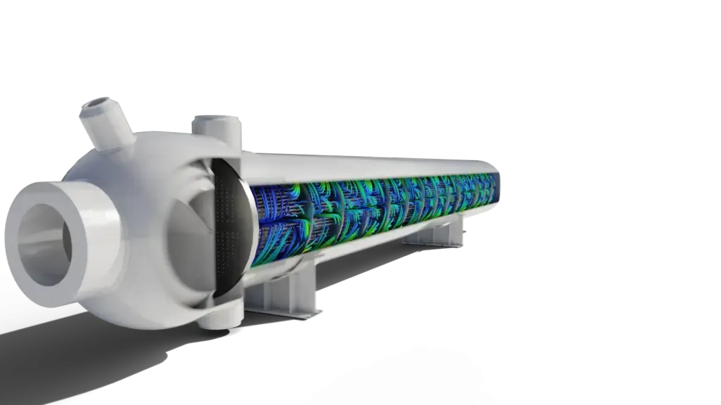CFD simulation of flow in a heat exchanger